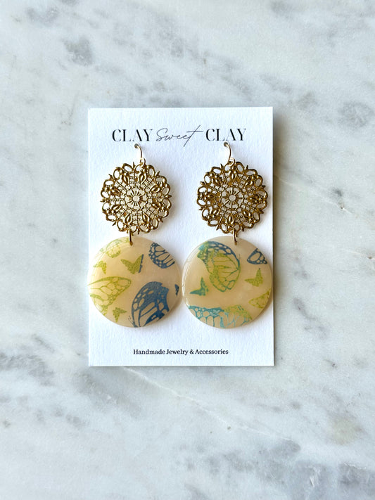 Butterfly Print Dangle Earrings